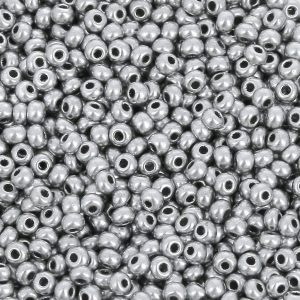 Preciosa Seed Beads 11/0 2 mm - Satin Gray Silver-Plated x 250 g