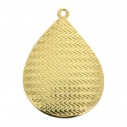 Drop epoxy resin pendant 32x23 mm fine Gold plated/Black x1