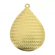 Drop epoxy resin pendant 32x23 mm fine Gold plated/Black x1