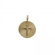 Cross charm with jump ring 10 mm Gold Plated 3 microns x1