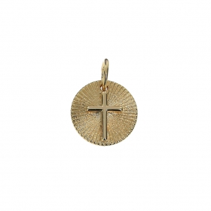 Cross charm with jump ring 10 mm Gold Plated 3 microns x1