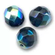 Fire Polished faceted round beads 10mm Jet AB x10