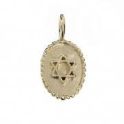 Oval Star of David charm with jump ring 12 mm Gold Plated 3 microns x1|raw }}