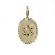 Oval Star of David charm with jump ring 12 mm Gold Plated 3 microns x1