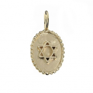 Oval Star of David charm with jump ring 12 mm Gold Plated 3 microns x1
