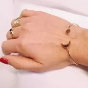 Half moon bracelet for 8 mm cabochon - Light Gold Tone x1