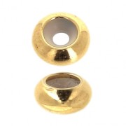 Brass stopper bead 7x3 mm with a 2 mm hole - fine Gold plated x1