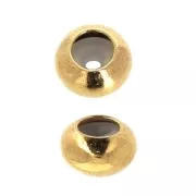 Brass stopper bead 6x3 mm with 1.5 mm hole Gilded with fine gold x1