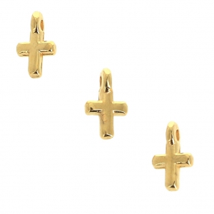 Cross charms for DIY jewelry creation 8.5 mm fine Gold plated x6