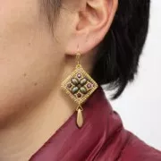 Mounting square element for beadweaving 20 mm Silver Tone x1