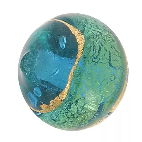 Round Murano surrounded with gold 8mm Aquamarine x1