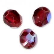Fire Polished faceted round beads 4mm Siam AB x50