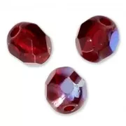 Fire Polished faceted round beads 4mm Siam AB x50