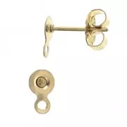 Gold-filled 4 mm disc earstuds with loop x2