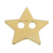 925 Sterling Silver two holes pendant 15mm fine Gold plated Plated x1