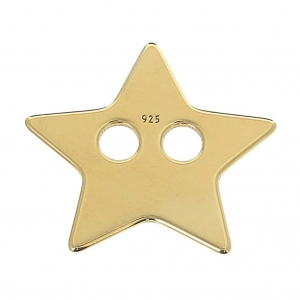 925 Sterling Silver two holes pendant 15mm fine Gold plated Plated x1