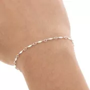 925 Sterling Silver dapped bar chain 1.5 mm x50cm