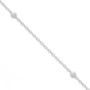 925 Sterling silver oval mesh chain with round beads 2.5mm (1x3) x 50 cm