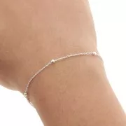 925 Sterling silver oval mesh chain with round beads 2.5mm (1x3) x 50 cm