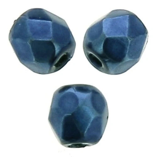 Faceted beads 3 mm Jet Heavy Metal Navy Blue x50