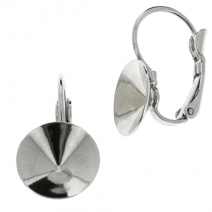 Leverback Earrings for Cabochons 1122 12 mm - Rhodium Tone x2