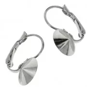 Leverback Earrings for Cabochons 1122 12 mm - Rhodium Tone x2