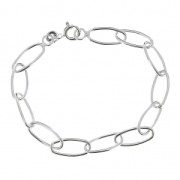925 Sterling Silver oval links bracelet - Made in Europe - 15 cm x1