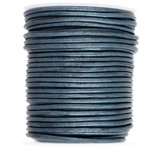 Leather cord 2 mm Blue Metallic x 20 m
