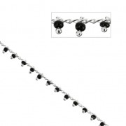 Chain with 1.7 mm seed beads - Jet/Silver Tone x 50cm|raw }}