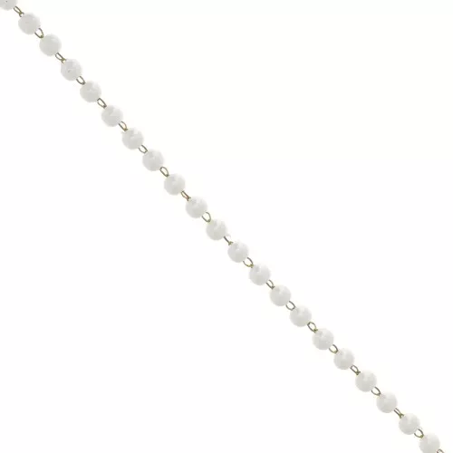 Chain with 4 mm pearls - White Pearl/Brass x 50cm