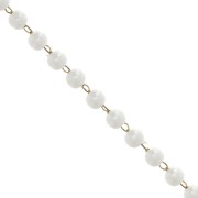 Chain with 4 mm pearls - White Pearl/Brass x 50cm