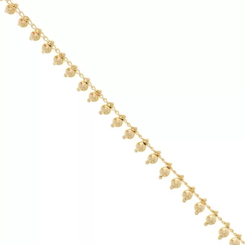 Beaded chain with curb links 2.1 mm Gold Tone x 50cm