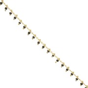Chain with seed beads 2 mm Jet/Gold Tone x 50cm