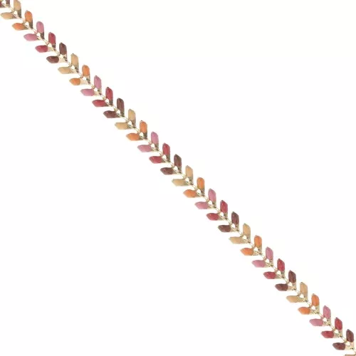 Epoxy resin herringbone chain 6.3mm Camel/Light Rose/Gold beige x 20cm