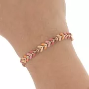 Epoxy resin herringbone chain 6.3mm Camel/Light Rose/Gold beige x 20cm