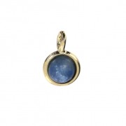 Mini Round Charm with 7 mm Blue Aventurine-Look Stone - Fine gold plated x1