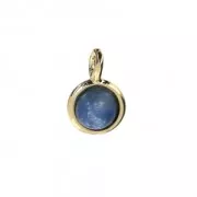 Mini Round Charm with 7 mm Blue Aventurine-Look Stone - Fine gold plated x1