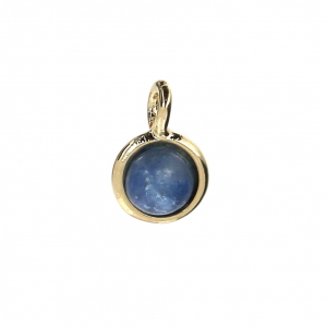 Mini Round Charm with 7 mm Blue Aventurine-Look Stone - Fine gold plated x1