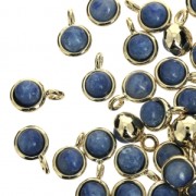 Small charm with an imitation Blue Aventurine 7 mm Gold Tone x1