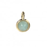 Mini Round Charm with 7 mm Imitation Amazonite Stone - Fine gold plated x1
