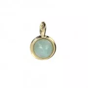 Mini Round Charm with 7 mm Imitation Amazonite Stone - Fine gold plated x1