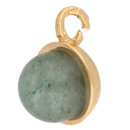 Mini Round Charm with 7 mm Imitation Amazonite Stone - Fine gold plated x1