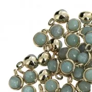 Small charm with an imitation Amazonite stone 7 mm Gold Tone x1