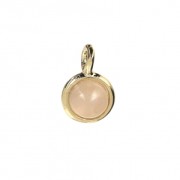 Mini round charm with 7 mm rose quartz imitation stone - Fine gold plated x1