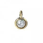 Small charm with an imitation Howlite 7 mm Gold Tone x1