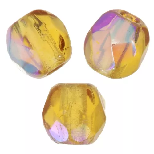 Fire Polished faceted round beads 3mm Topaz AB x50