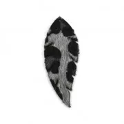 Synthetic feather pendant 55x20 mm Grey/Black x2
