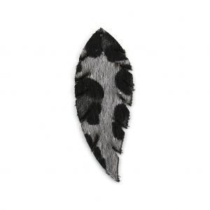 Synthetic feather pendant 55x20 mm Grey/Black x2