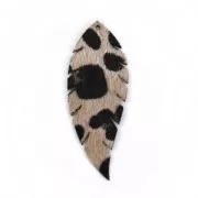 Imitation leather feather-shaped pendant 55x20 mm Brown/Black x2