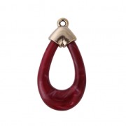 Imitation marble drop shaped pendant 44x23 mm Red x1